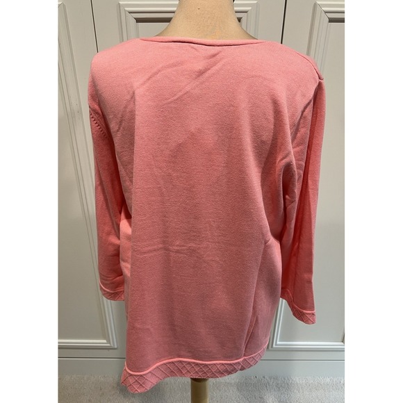 Quacker Factory Pink Butterfly Knit Sweater Top Size XL Beaded  Sequin Whimsical - Picture 4 of 8